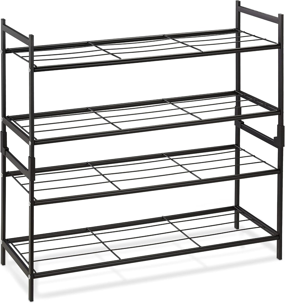 Relaxdays Metal Shoe Rack 2 Tier Stackable Hallway Shoe Rack HBT 33.5 x 70 x ...