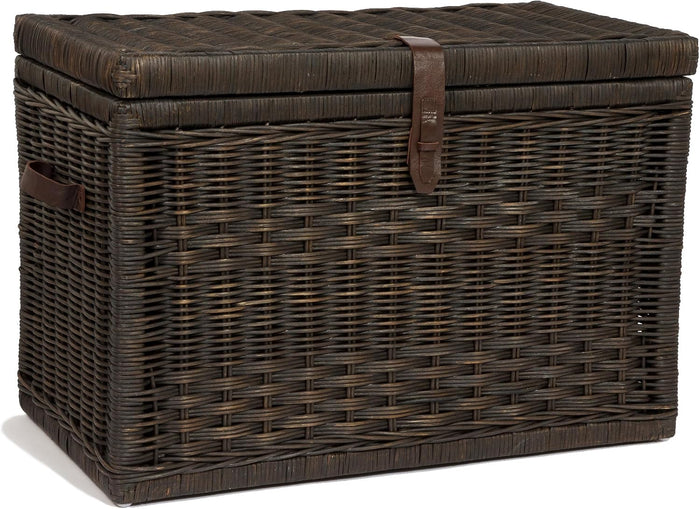 The Basket Lady Wicker Storage Trunk, L, Walnut Brown - fully assembled