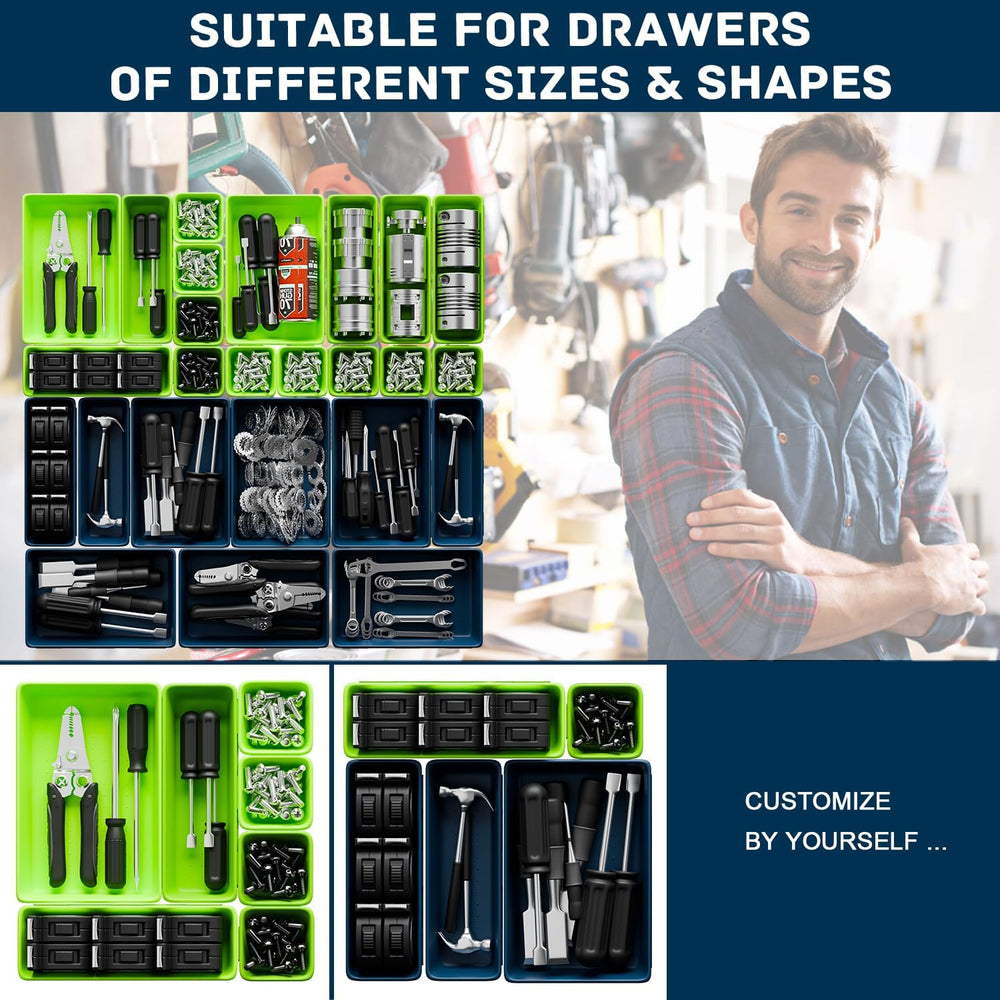 47pcs Tool Box Organizer, Tool Drawer Organizer Trays with Non-slip EVA Pads ...