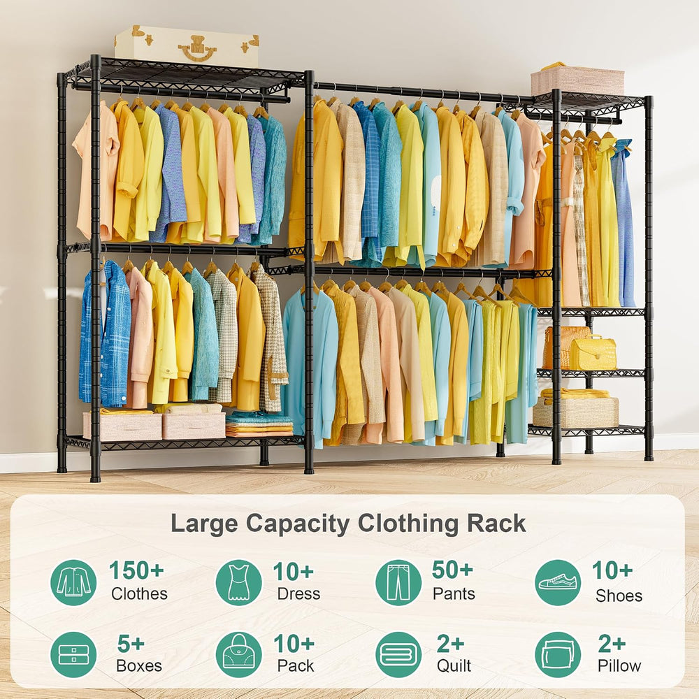 SEMHOR E01 Expandable Heavy Duty Clothes Rack, Free Standing Closet System
