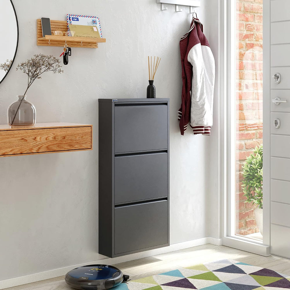 CEHA 3 Tier Metal Shoe Cabinet with Cover, Durable Shoe Storage Organizer for...
