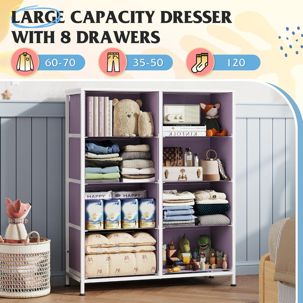 WLIVE 8 Drawer Fabric Dresser for Bedroom, Tall Storage Tower, Tie-dye