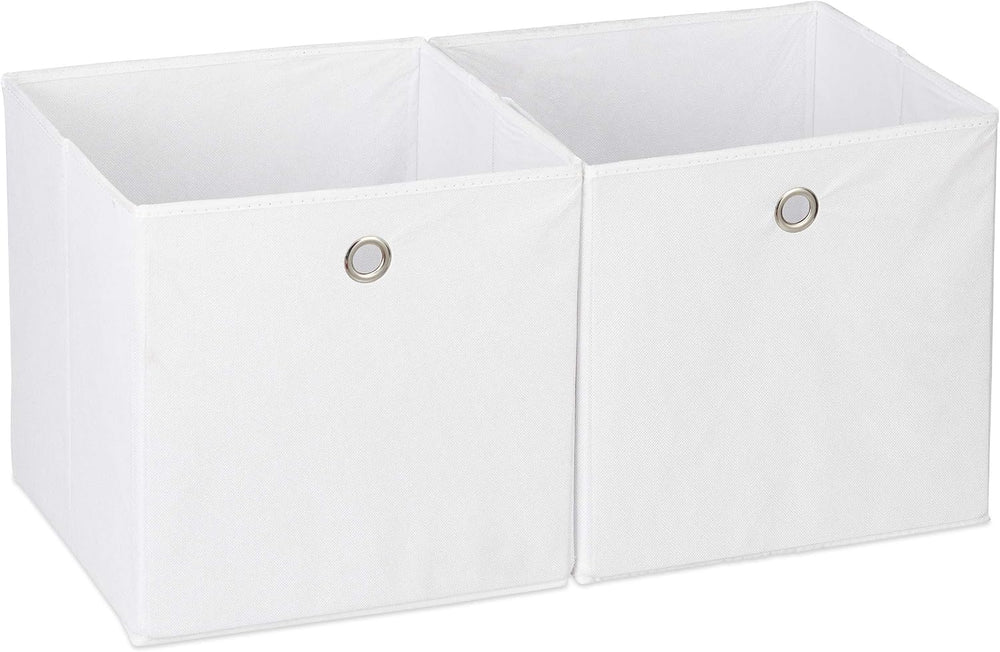 Relaxdays Box Set of 2, Shelf Storage Basket, Square Bins 30x30x30 cm, White,...