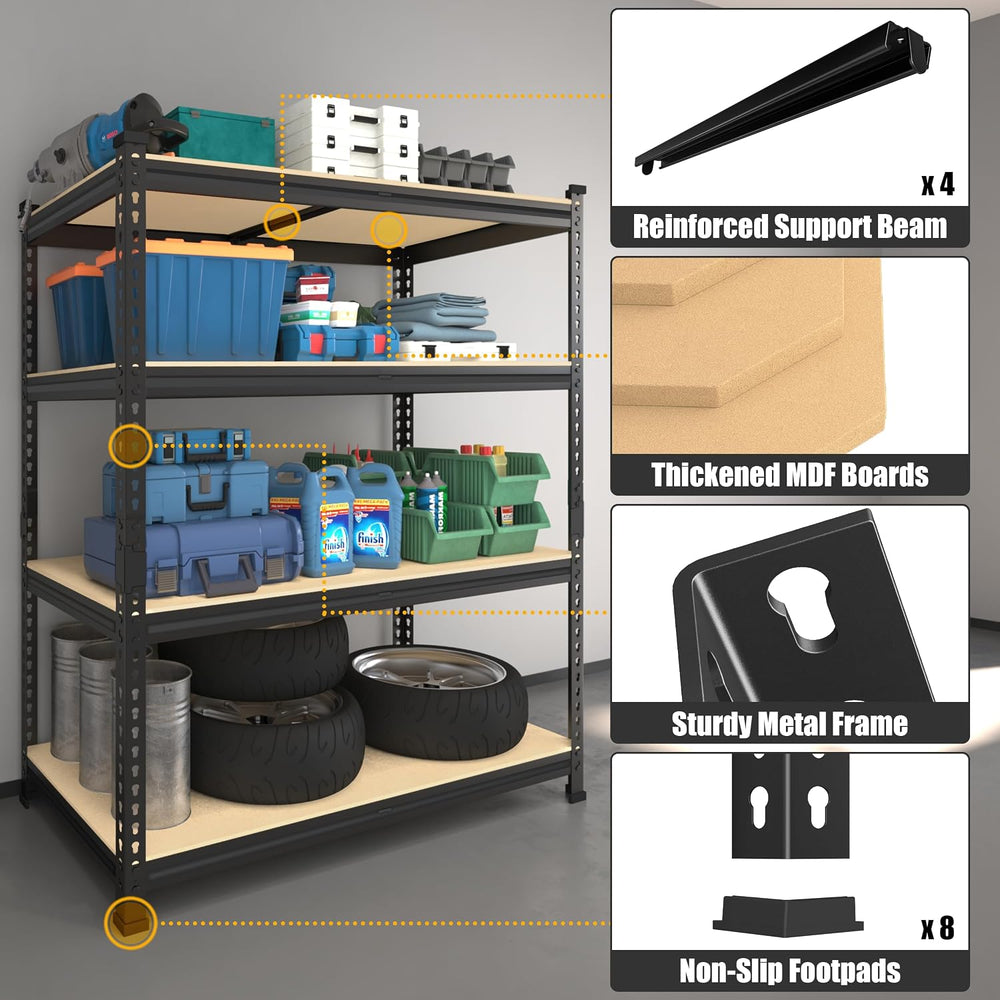 PrimeZone 40"W x 20"D x 59"H Garage Shelving, 4-Tier Storage S...