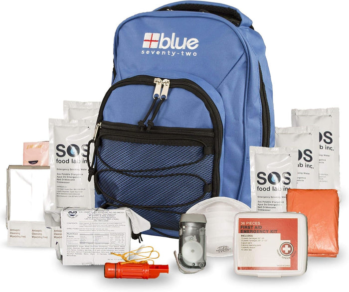 Blue Coolers Blue Seventy-Two | 72 Hour Emergency Backpack Survival Kits for 1 Person | Survival Kit for Wildfires, Earthquakes, Tornado, Hurricane, and Other Emergencies…