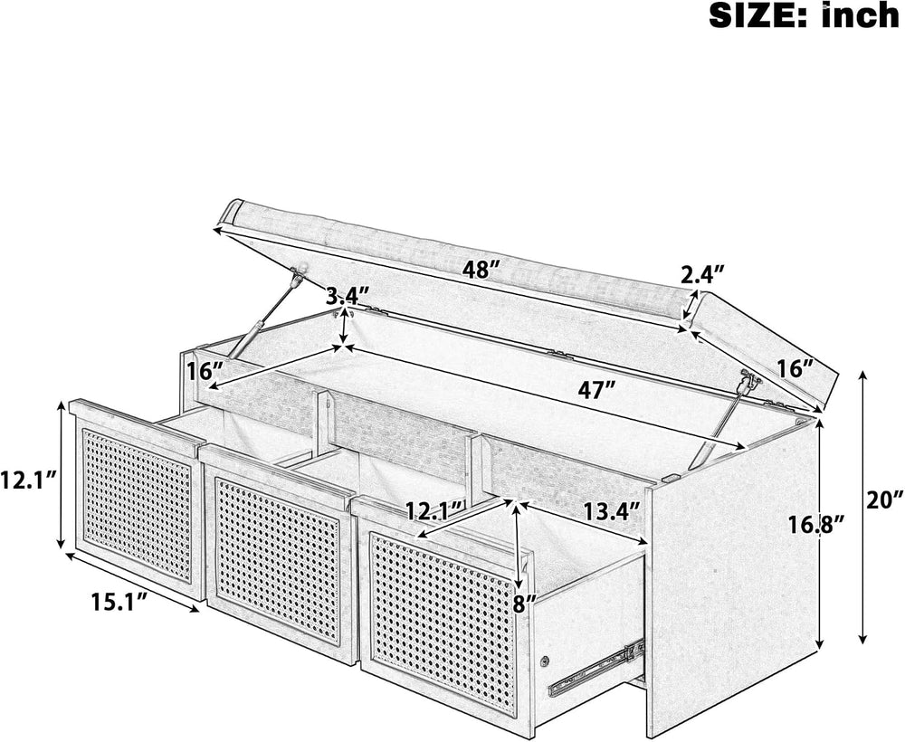 SOFTSEA 48" Shoe Storage Bench with Cushion, 2-Tier Entryway Bench with ...