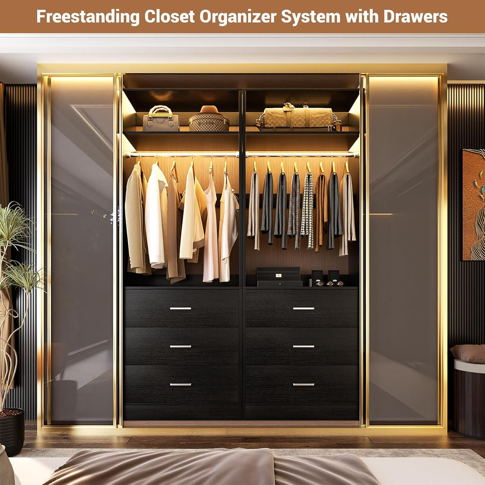Besiost Closet Systems with 12 Wood Drawers, Closet System Set of 4