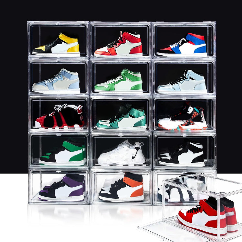 12 Pack Shoe Boxes,Acrylic Shoe Display Box,Stackable clear shoe box,Clear Pl...