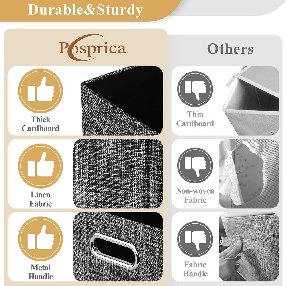 Posprica 15.12"x12.13"x12.01" Storage Cube Bins, Linen Decorat...