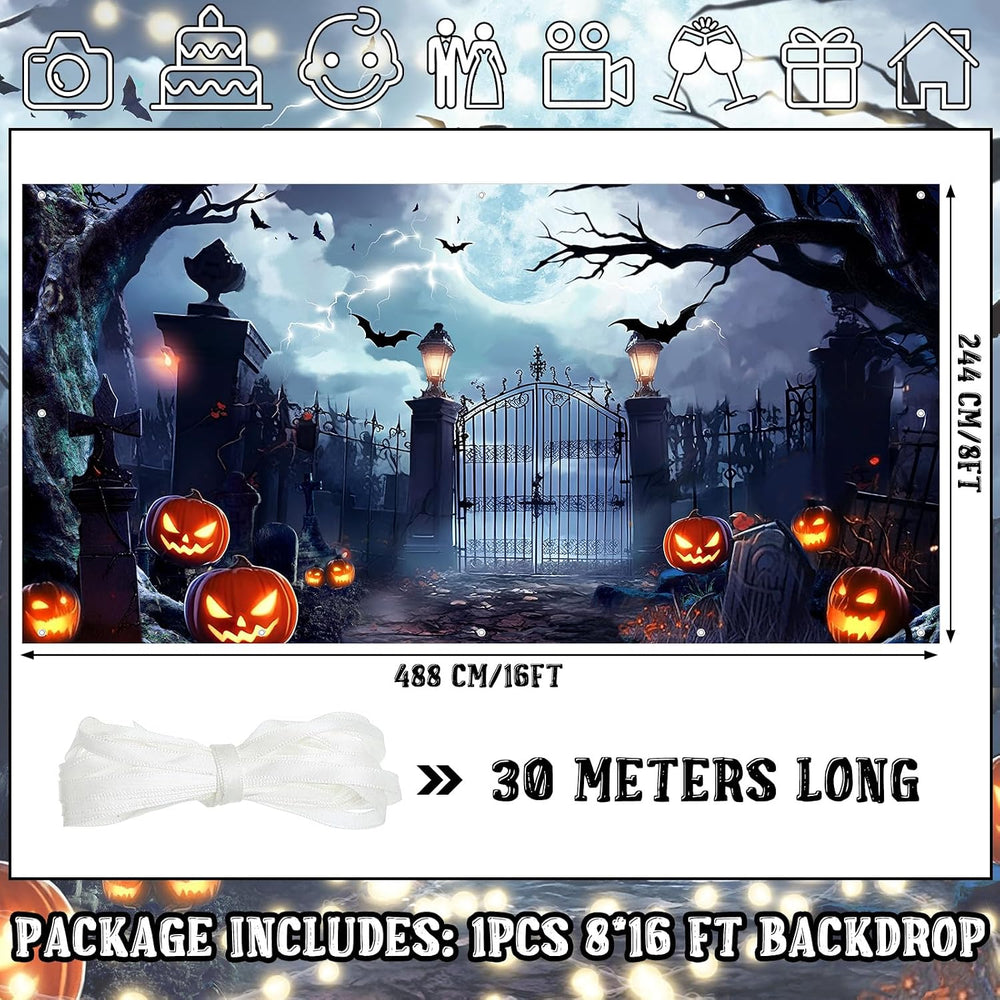 Preboun 8 x 16 ft Halloween Garage Door Banner Cover Decorations