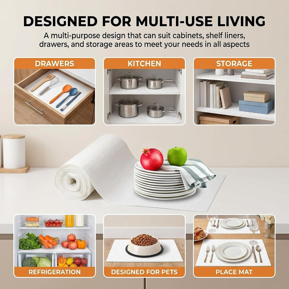 Coavas Shelf and Cabinet Liner, Easy Cut Protective (White, 24 in x 10 ft)