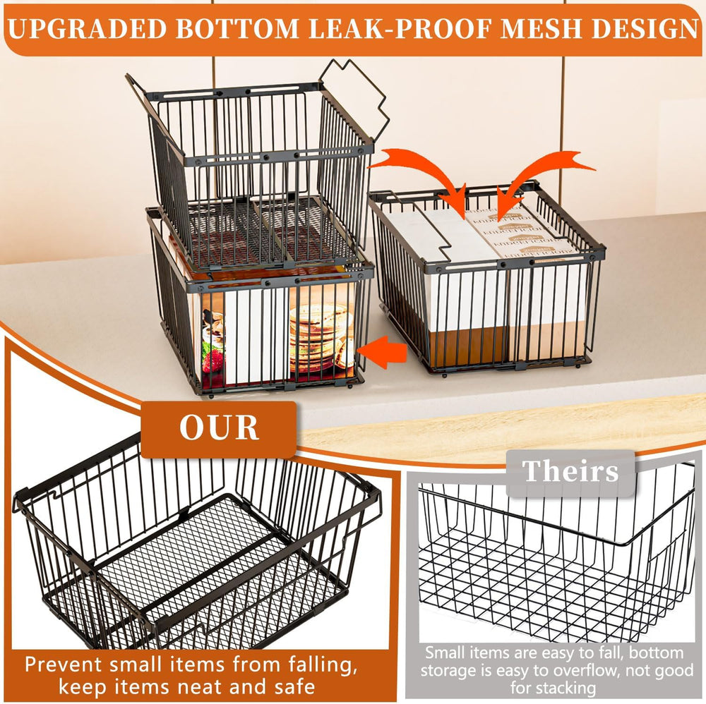 Large Freezer Organizer Bins for 5 to 9 Cu.Ft,Leak-Proof Bottom，3 Pack