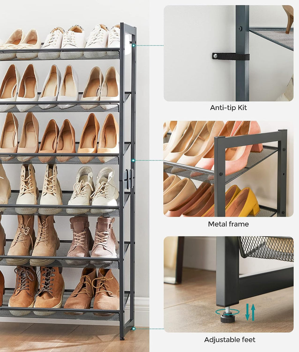 SONGMICS Metal Shoe Rack, 6-Tier Shoe Orgainzer, Holds 18-24 Pairs