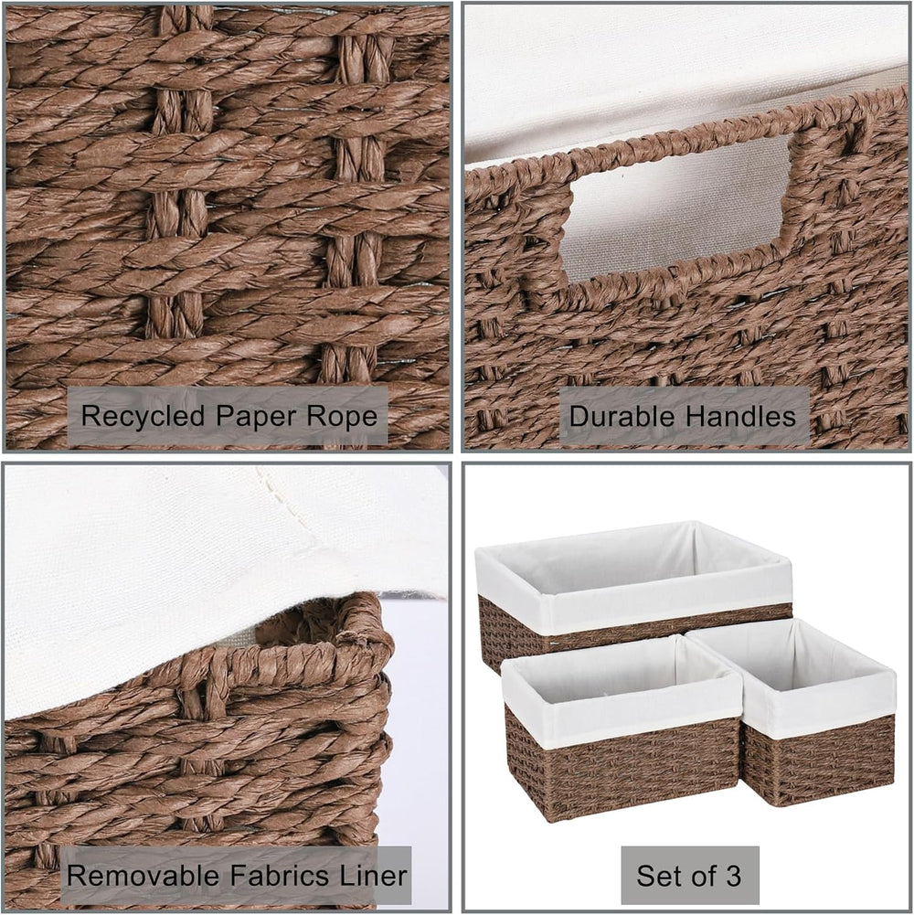Vagusicc Wicker Basket, Set of 3 Hand-woven Storage Baskets for Organizing, D...