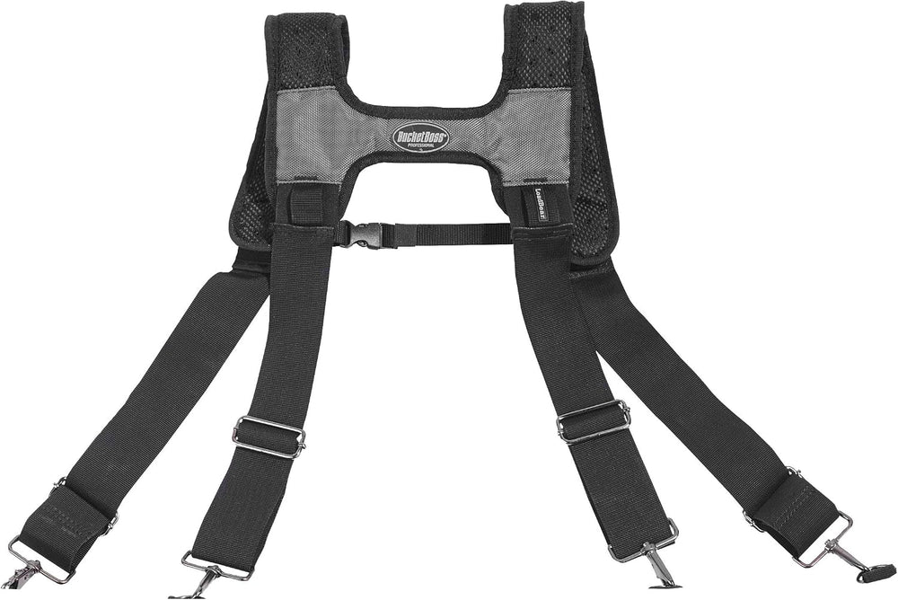 Bucket Boss Mullet Buster 3 Bag Tool Belt with Suspenders in Grey, 55135, Bla...