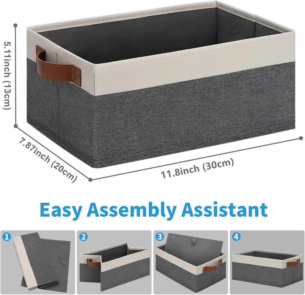 GhvyenntteS Small Fabric Storage Bins 12 Pack, Storage Basket with Leather Ha...