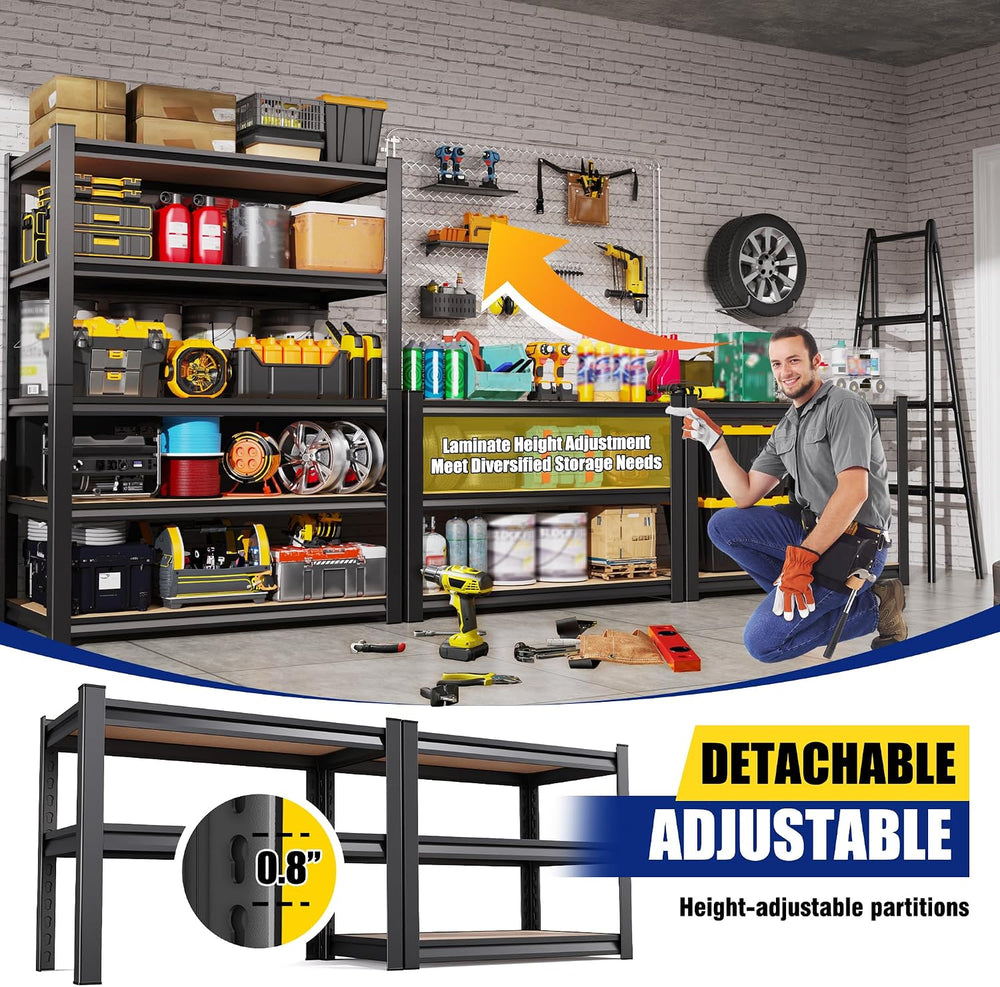 3 Pack Garage Shelving Unit, Heavy Duty Metal Storage Shelves, 78" H x 4...