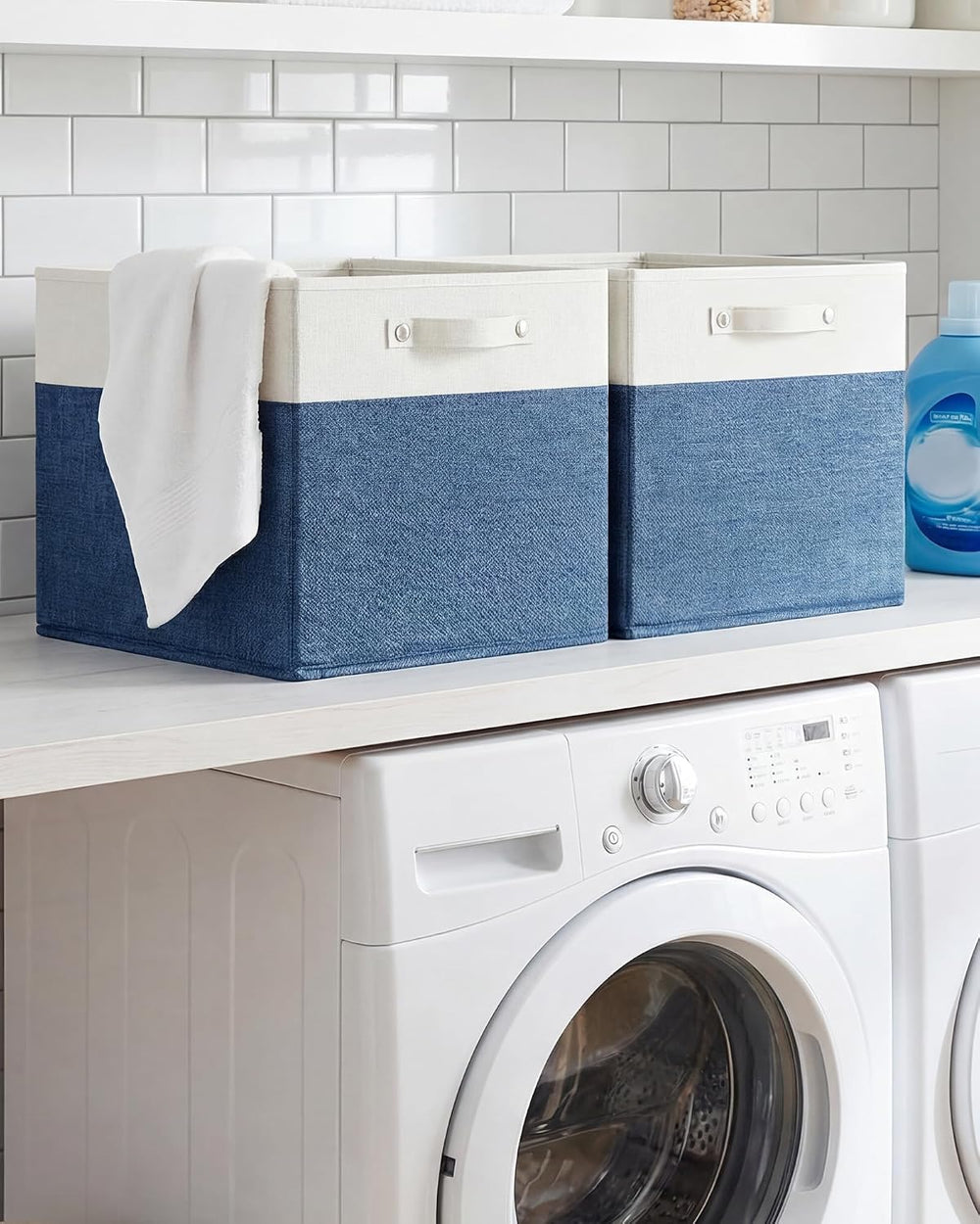 FinishingBo 13 inch Cube Storage Bins with Handles 6 Pack