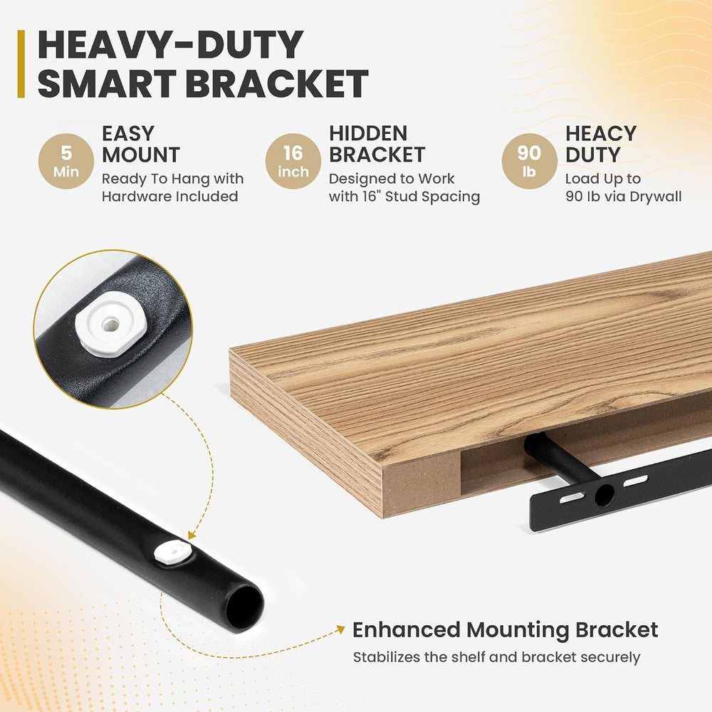 Acovy 55 Inch Floating Shelves, 9.3" Deep Floating Shelf Wall Mounted, 5...