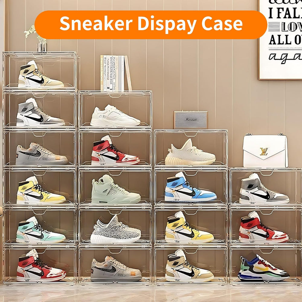 3 Pack Clear Acrylic Sneaker Shoe Display Case,Shoe Storage Boxes Stackable,A...