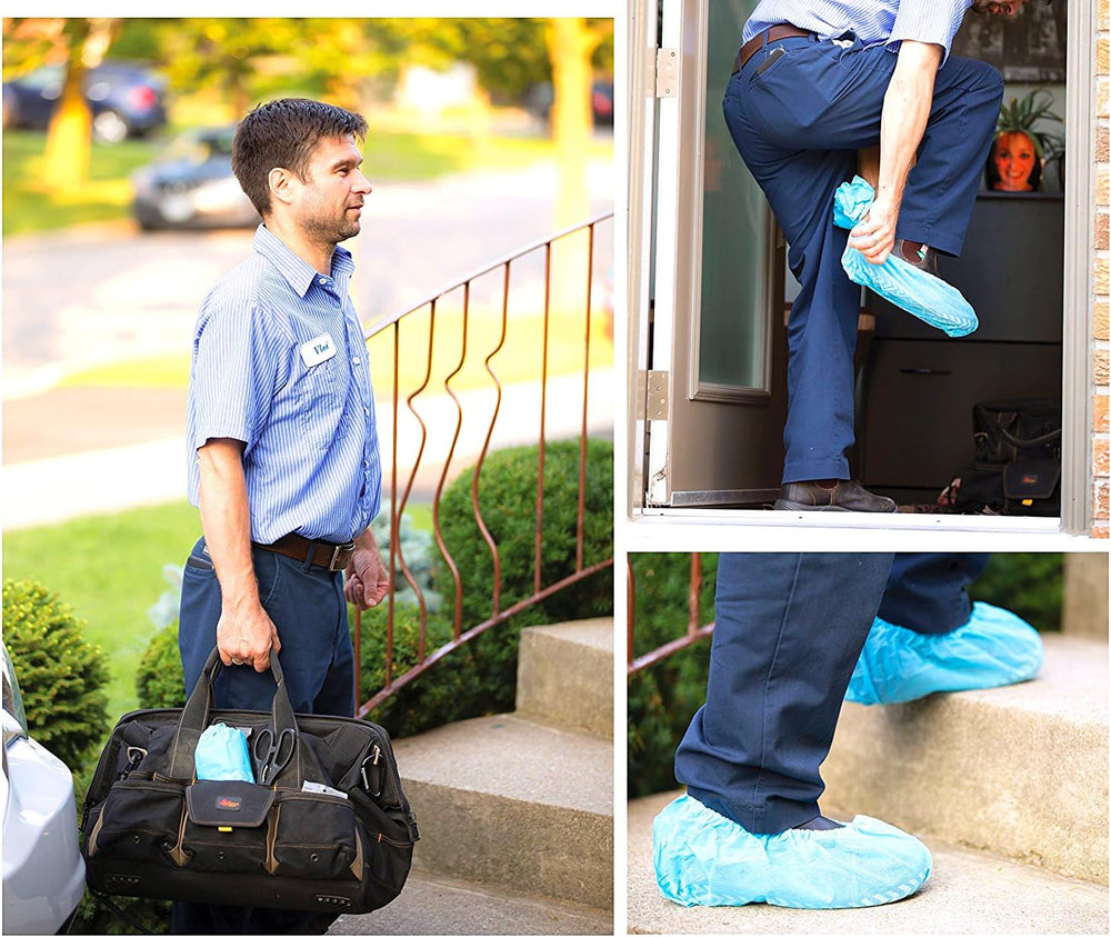 G & F Products Disposable Boot & Shoe Covers, Non-Slip, Blue, XL, 500...