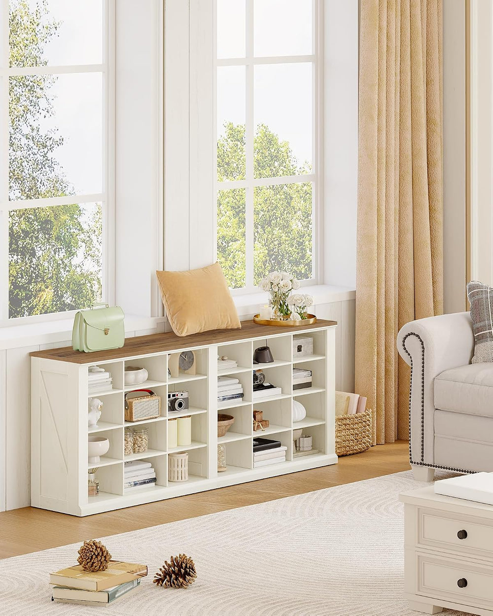 Hzuaneri Shoe Storage Bench, Wooden Entryway Shoe Benches with Cubby