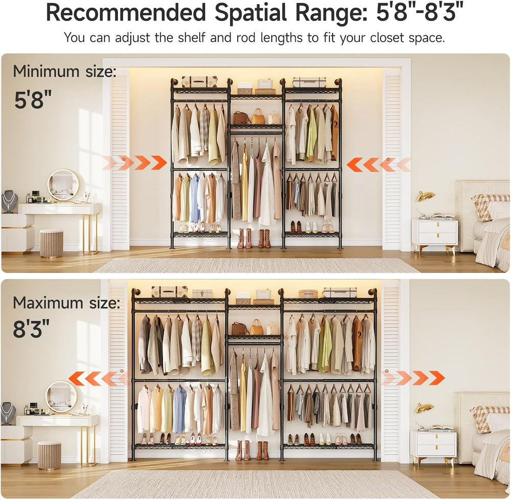 ONBRILL H3 Plus Expandable Wall Mounted Closet System Clothes Rack Black