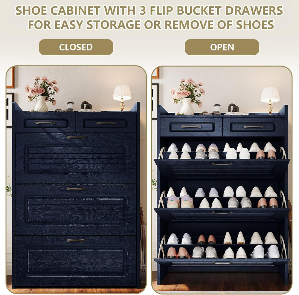 Shoe Cabinet for Entryway with 3 Flip Drawers & 2 Top Drawers