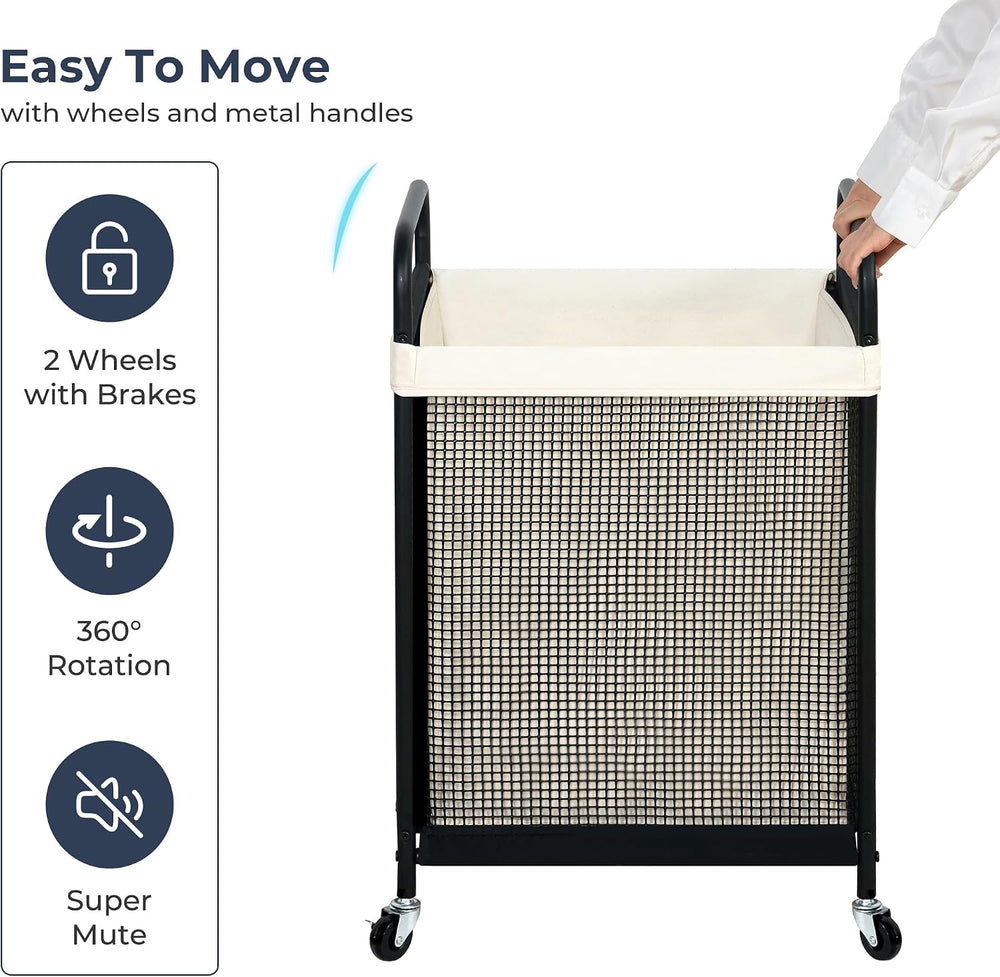 STO STO Laundry Hamper, 90L Rolling Laundry Sorter Cart with Removable and Wa...