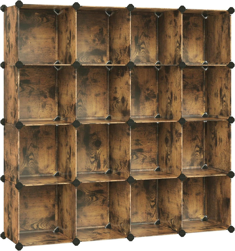 SONGMICS 16 Cube Storage Organizer，Plastic stackable cube shelf