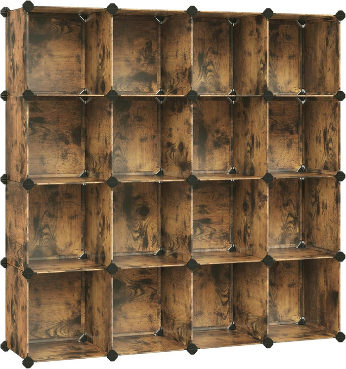 SONGMICS 16 Cube Storage Organizer，Plastic stackable cube shelf