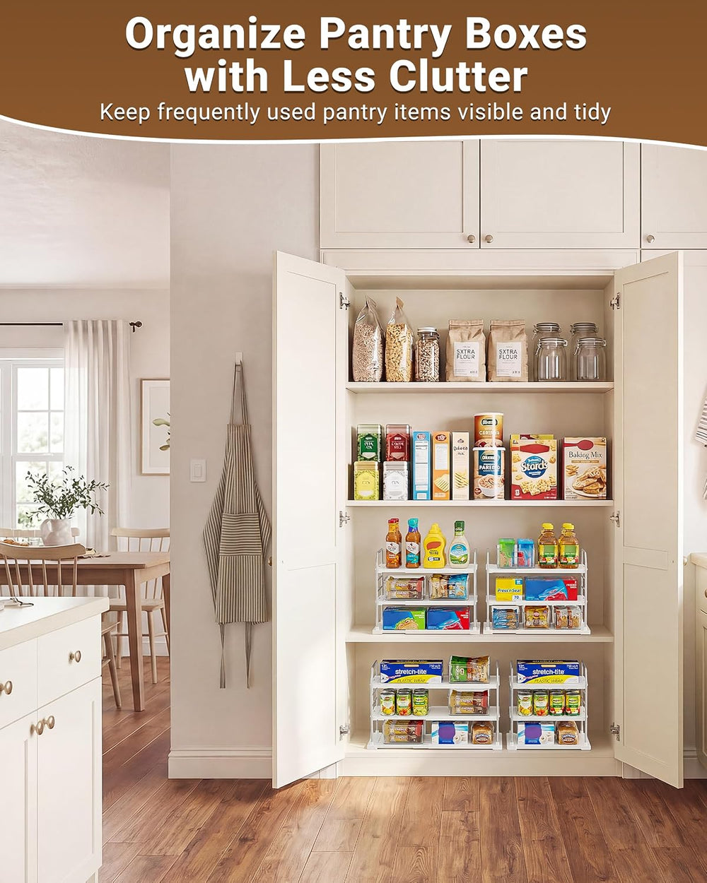 EVERIE Extendable 3-Tier Kitchen Cabinet & Pantry Organizer for Plastic W...