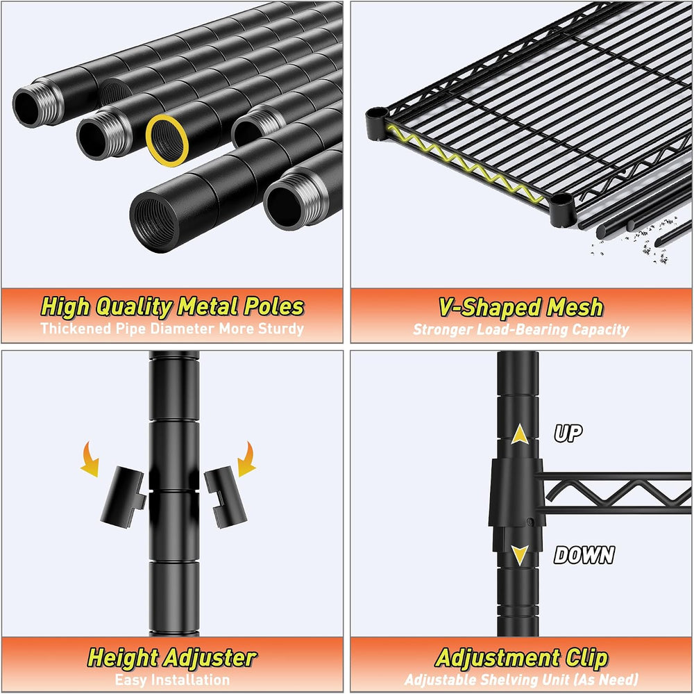 Romorgniz 5-Tier Shelf 1010LBS Storage Shelves Tool-Free Assembly,Adjustable ...