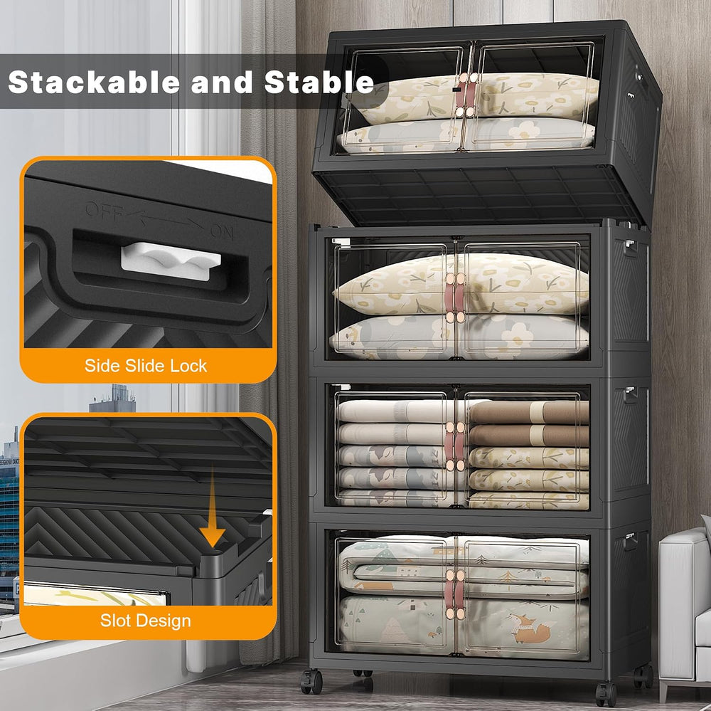 UAMFURI Stackable Storage Bins, 700QT Collapsible Drawers with 1 Lid