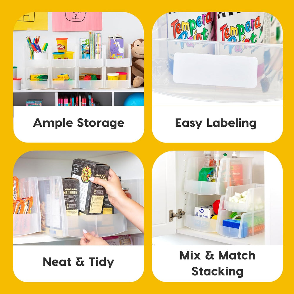 IRIS USA 8-Pack, Large Clear Stackable Storage Bins