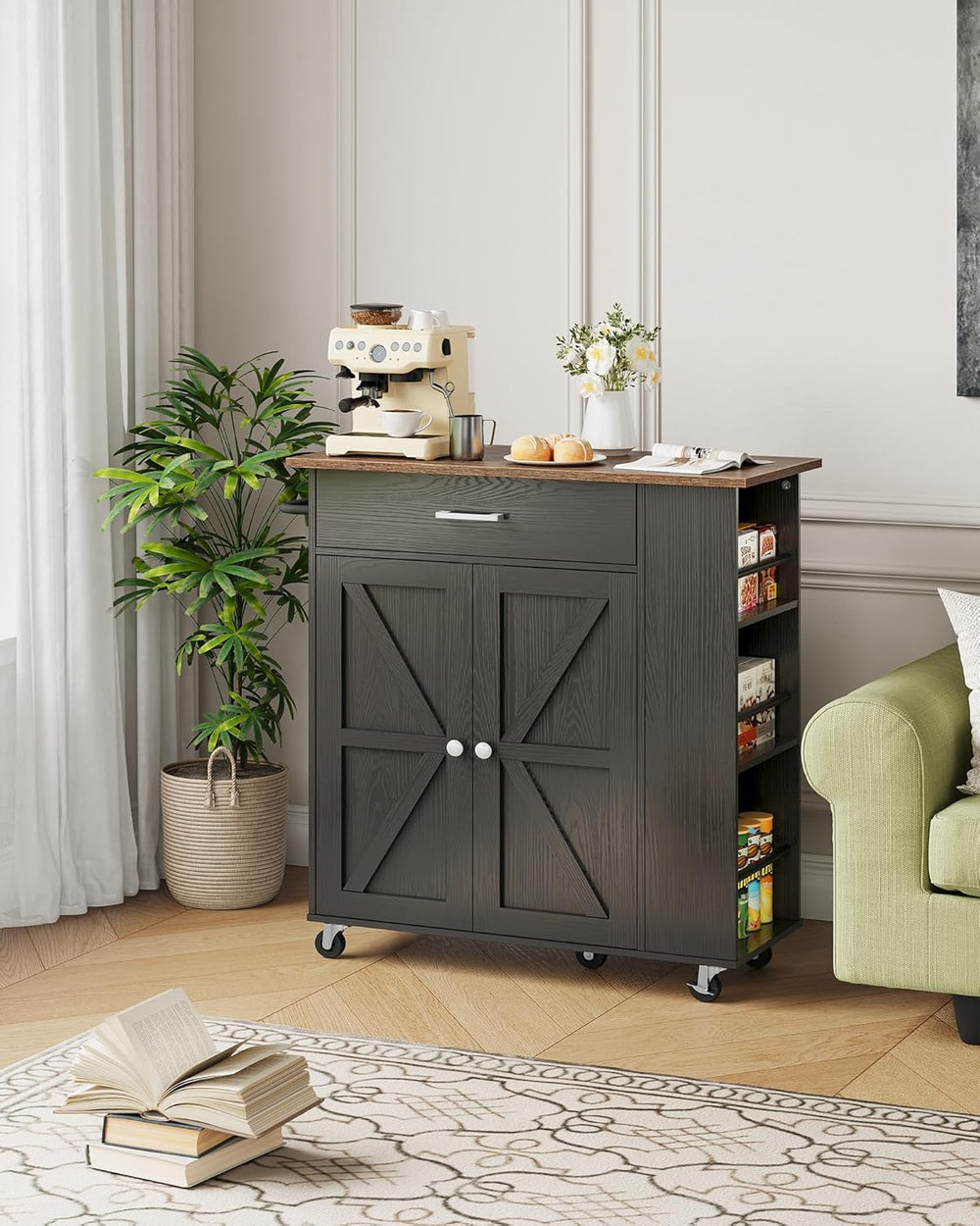 CHOEZON Kitchen Island Cart with Storage, Bar Cart with Charging Station, Kit...