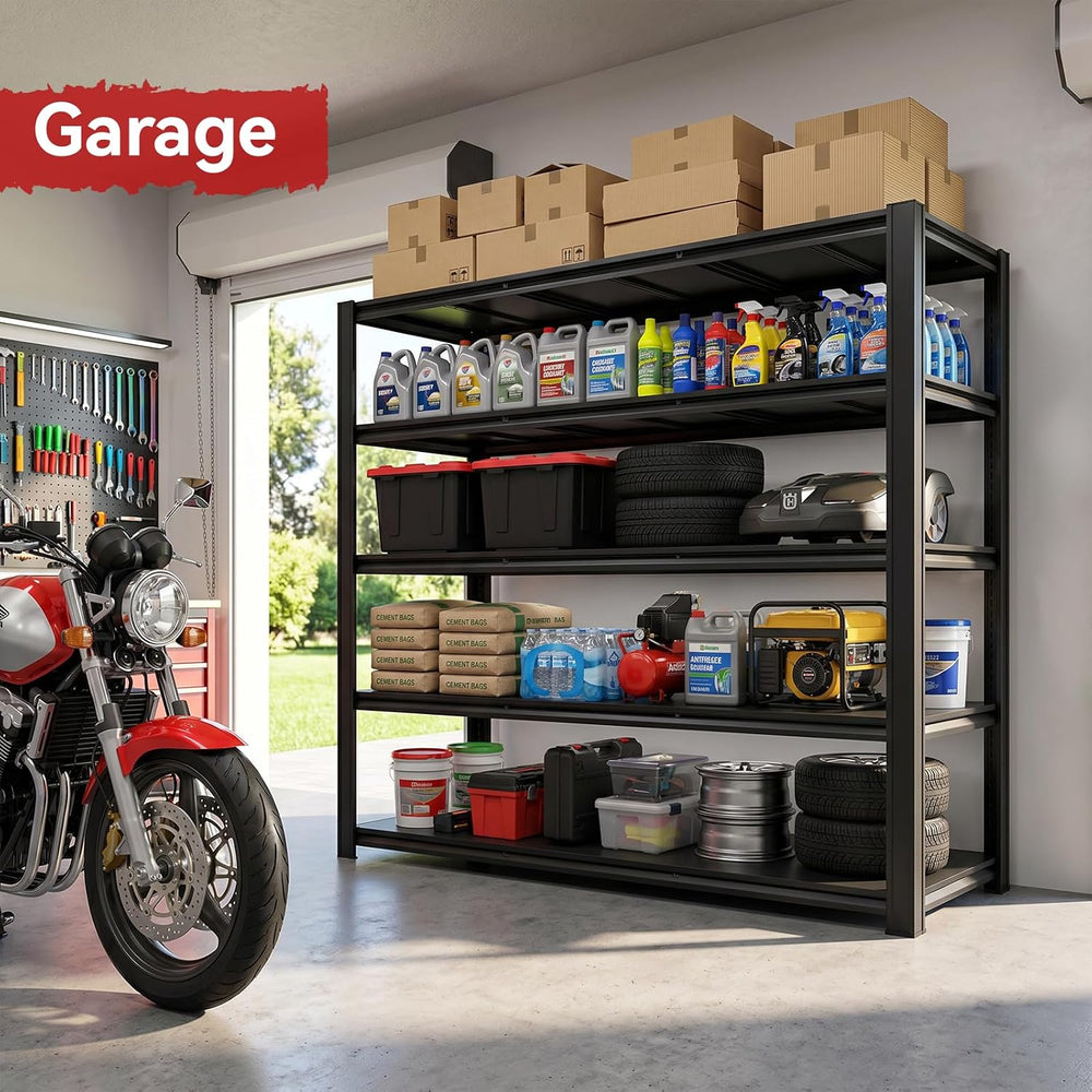 5-Tier Heavy Duty Garage Shelving, 5000LBS Capacity, 84" H x 62" W ...