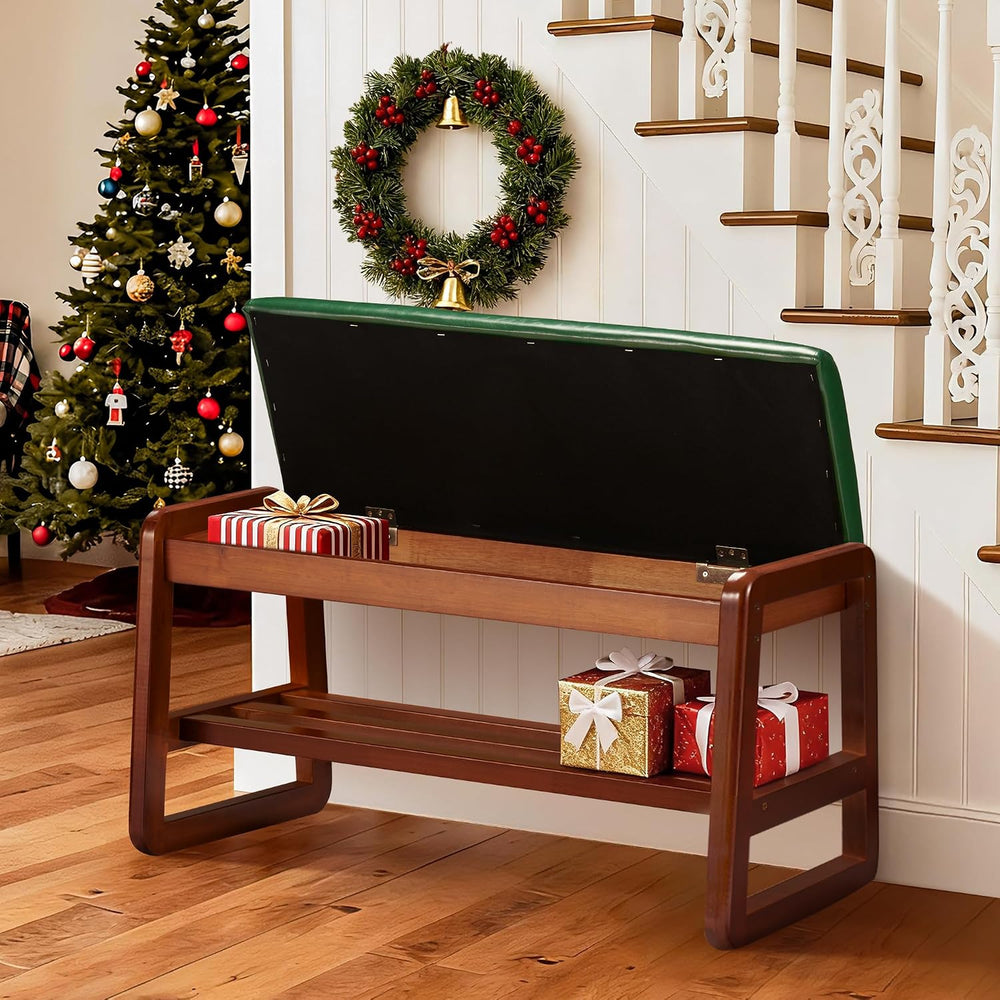 HABUTWAY Solid Wood Shoe Rack with Flip-Top Storage, Entryway Shoe Bench with...