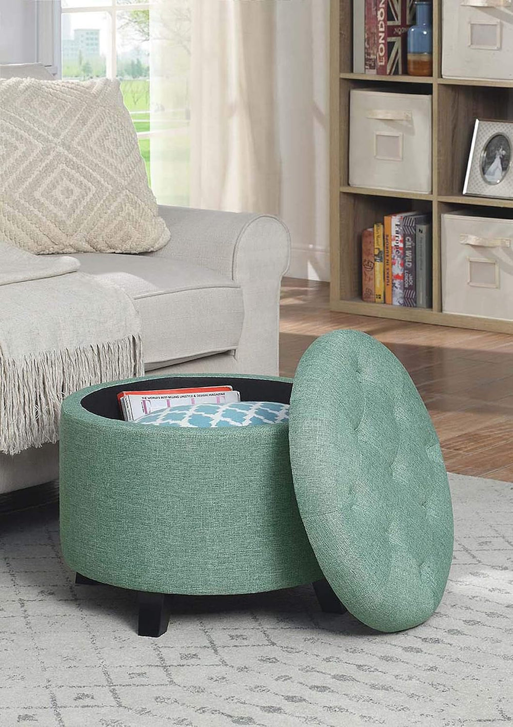 Convenience Concepts Designs4Comfort Round Storage Ottoman 19.75" - Vers...