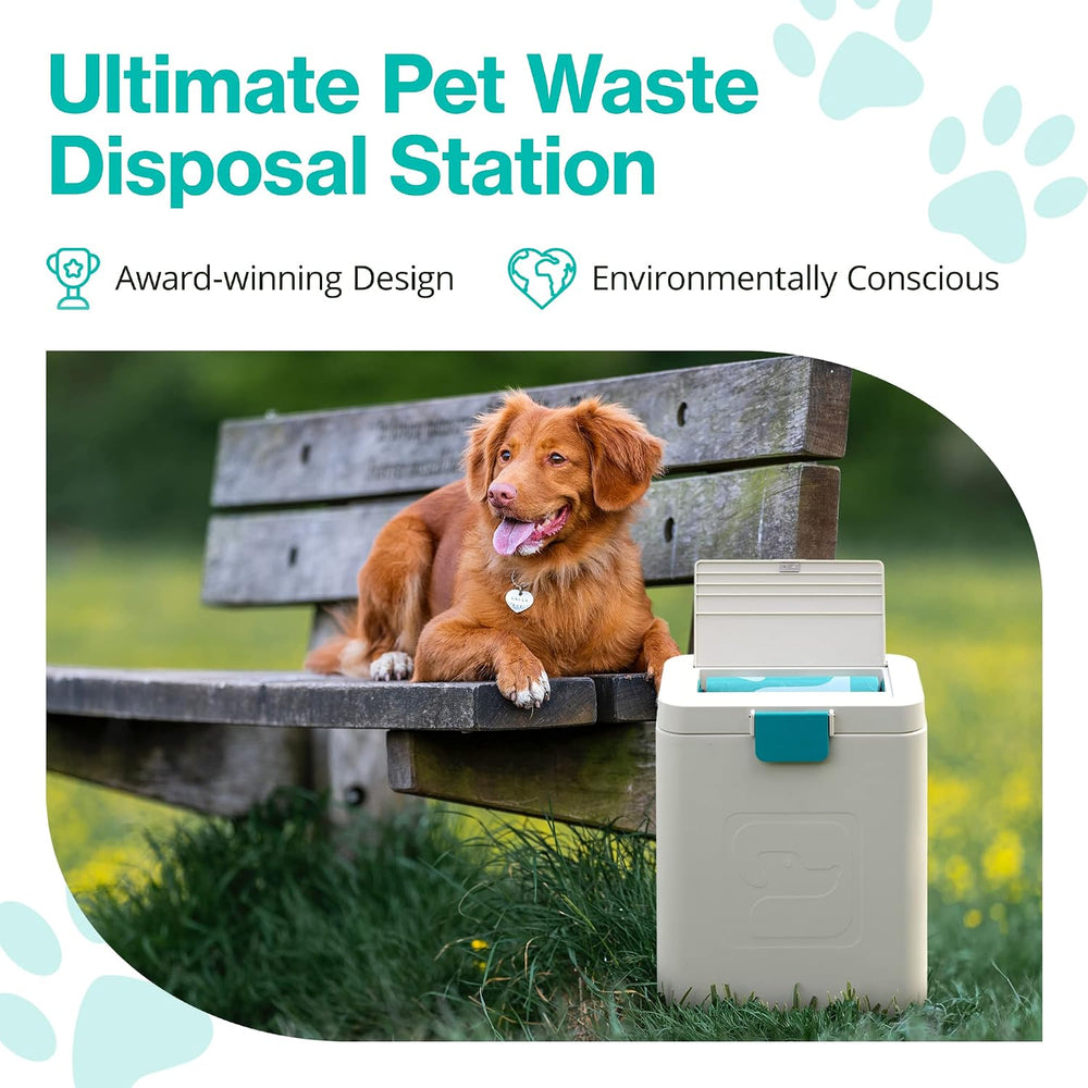 PawPail Cat Waste Station with Trash Can Liners, Suitable for Outdoor Use, Bl...