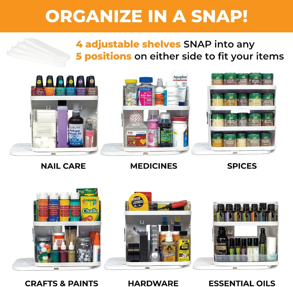 Cabinet Caddy SNAP! Spice Rack Organizer for Cabinet, 4 Adjustable Shelves