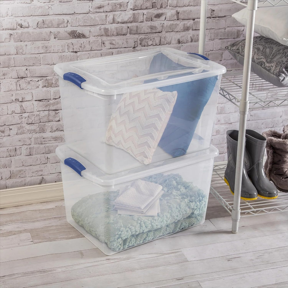 66 Qt Storage Bins 6-Pack, Clear Plastic Containers with Latching Lids