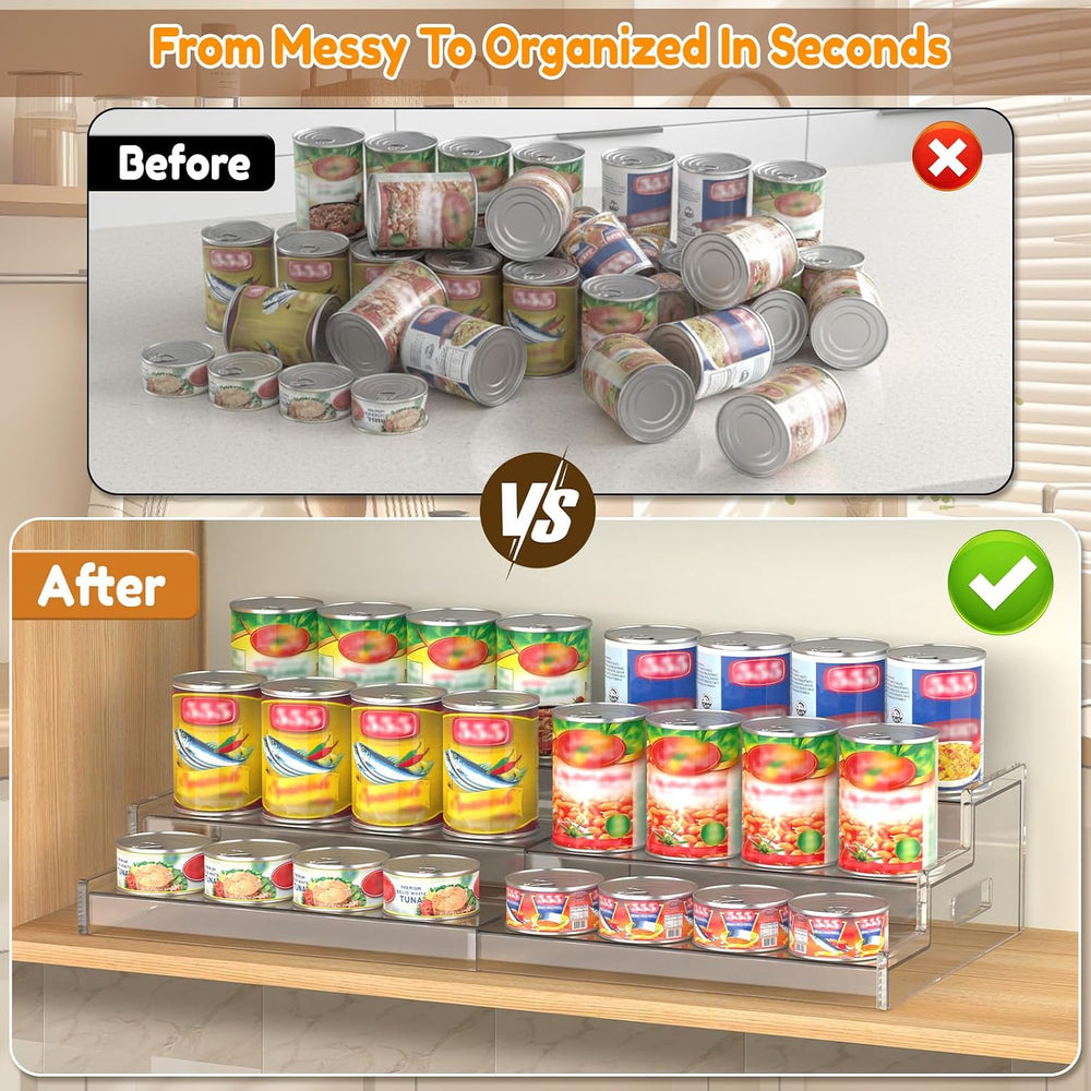Expandable Can Organizer for Pantry, 3-Tier Adjustable Can Storage Holder