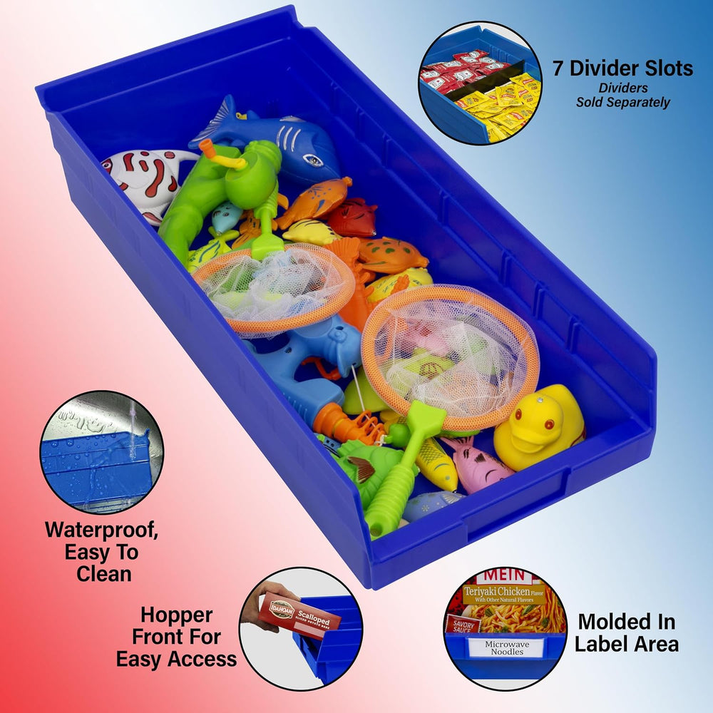 Akro-Mils 30158 Heavy Duty Plastic Shelf Bins, 18"x 8"x 4", Ye...