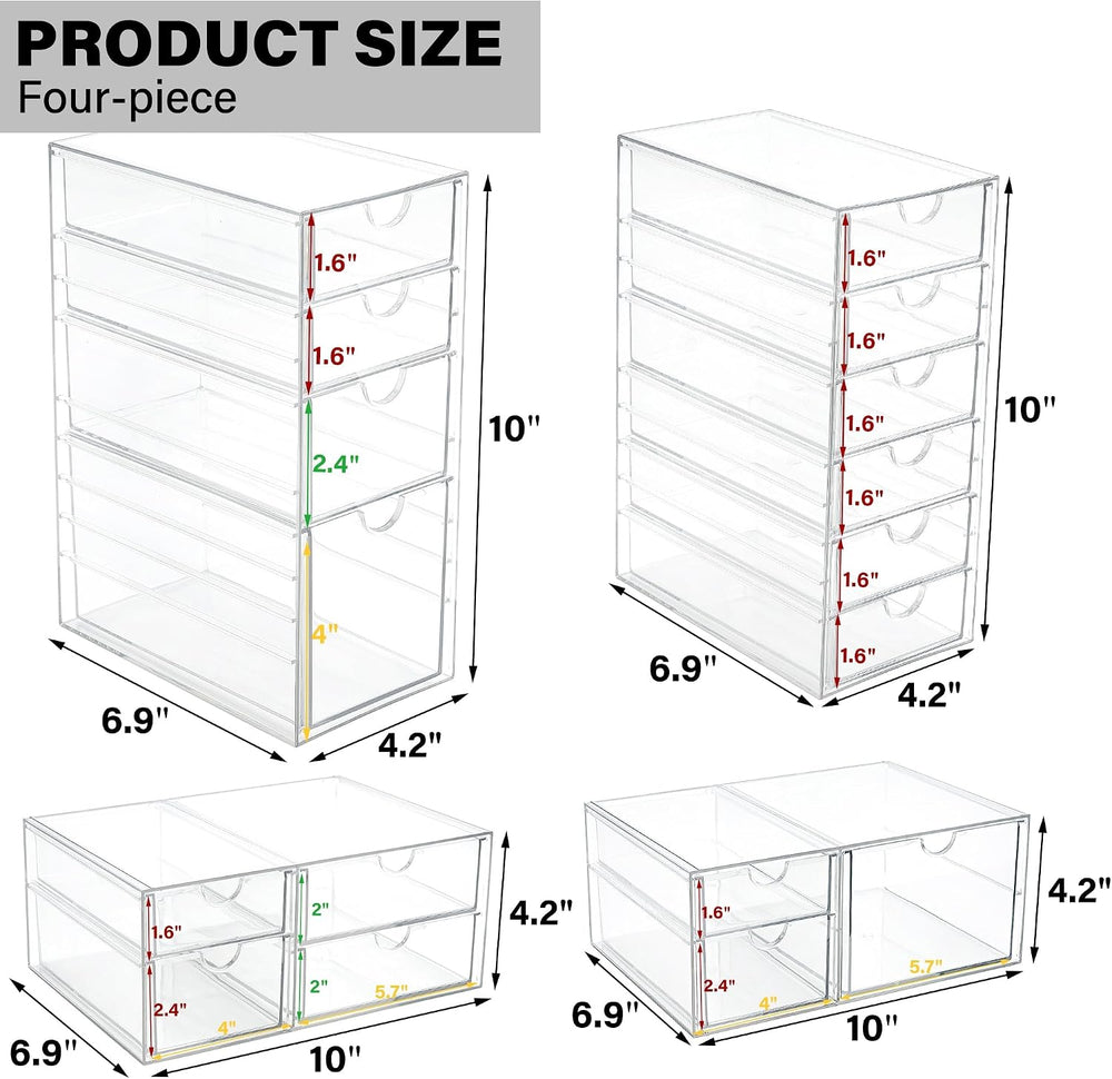 Prsildan 17 Drawers Teacher Toolbox Office Supply Organizer, Set of 4