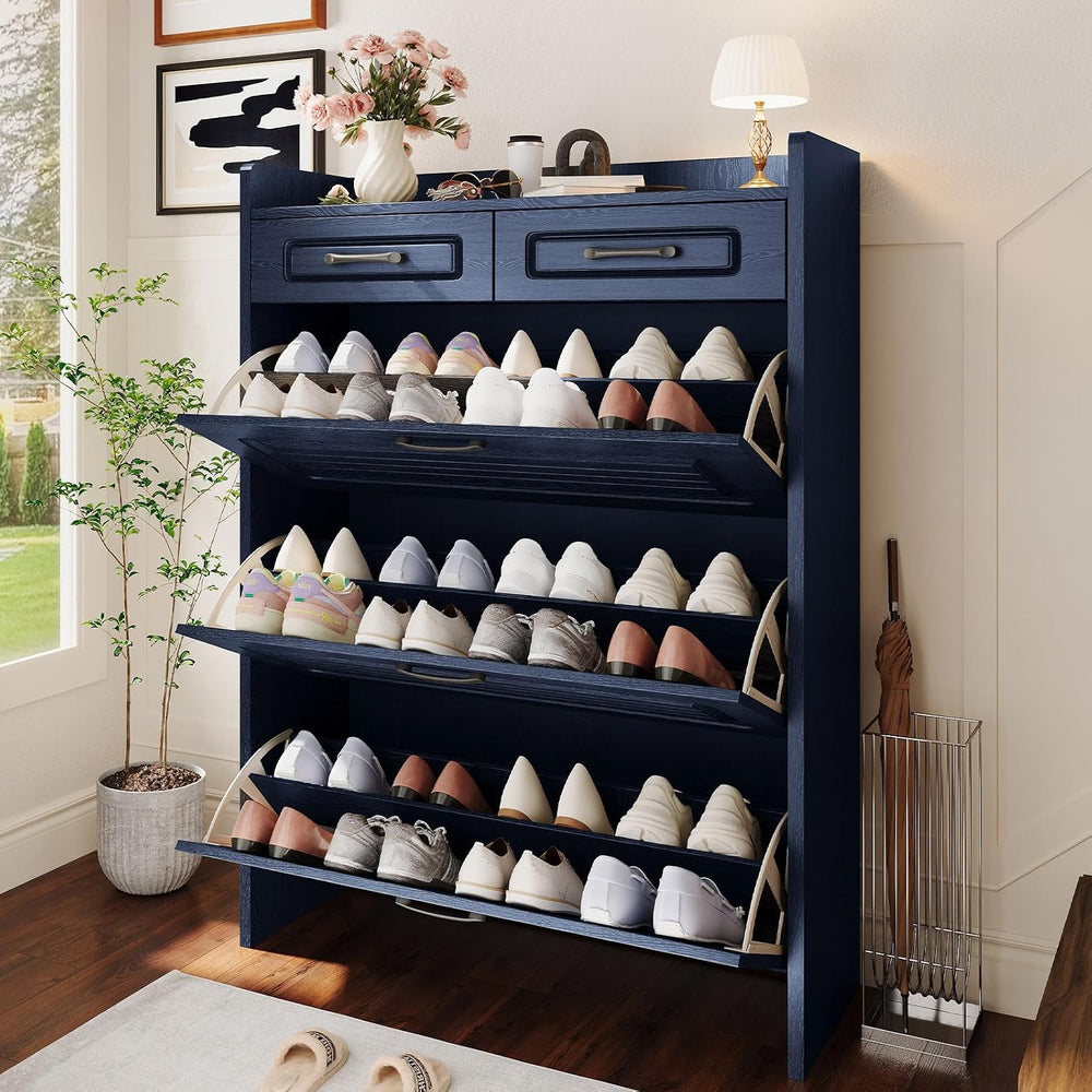 Lakifun Narrow Shoe Organizer Cabinet with 3 Large Flip Drawers & 2 Stora...