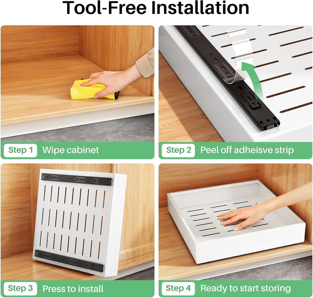 2Pack Pull out Cabinet Organizer, 21"Deep, Heavy Duty Full-extension Sli...