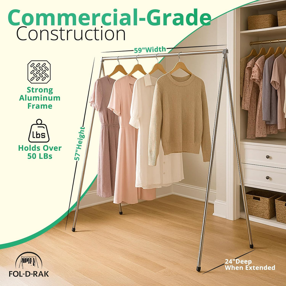 FOL-D-RAK Portable Clothing Rack, Folding Garment Rack with Carry Bag-no Asse...