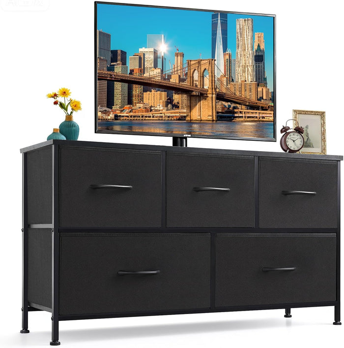 5-Drawer Dresser for Bedroom, Anti-Tip Wide Storage Organizer Fabric