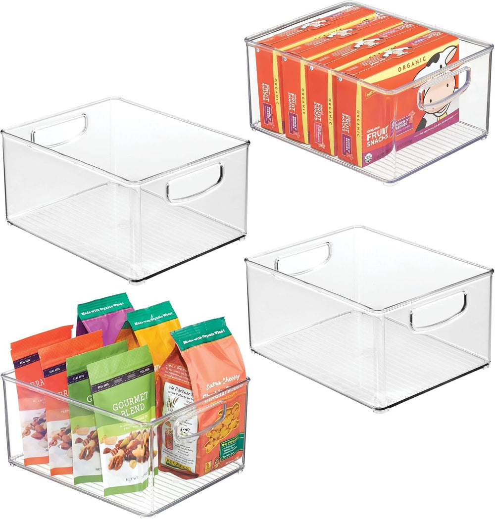 iDesign Stackable Storage Bin with Handles, Set of 4, Clear